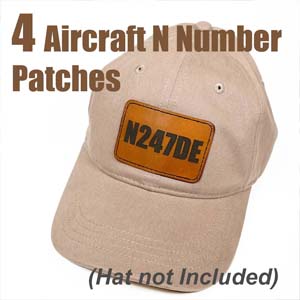 Four Custom Leatherette Patches With your Aircraft N Number